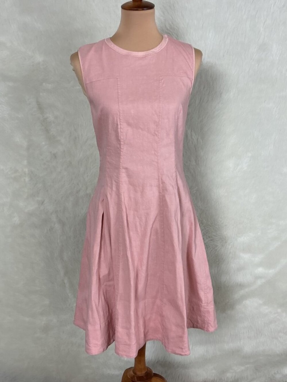 Theory Sleeveless Pink Modern Tea Dress Organic Crunch Wash 8